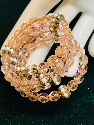 1940’s Pink Coil Beaded Bracelet